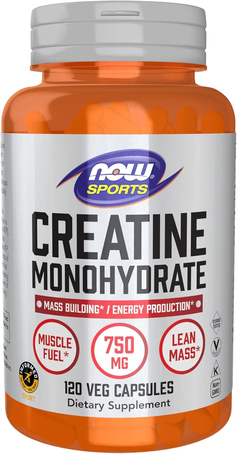 NOW Foods Sports, Créatine monohydrate, 120 capsules végétales (0,75 g pièce) - MagniMarket