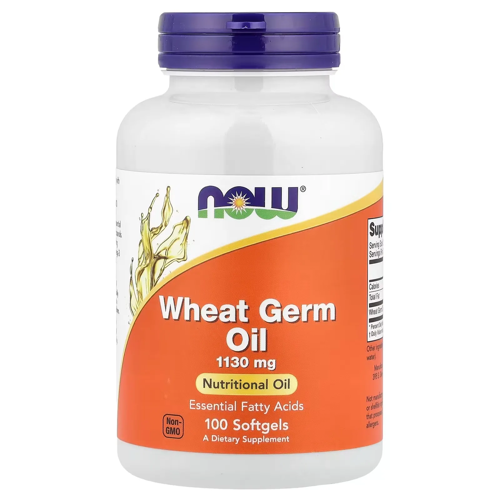 NOW Foods WHEAT GERM OIL - Huile de germe de blé, 1130 mg, 100 capsules à enveloppe molle - MagniMarket