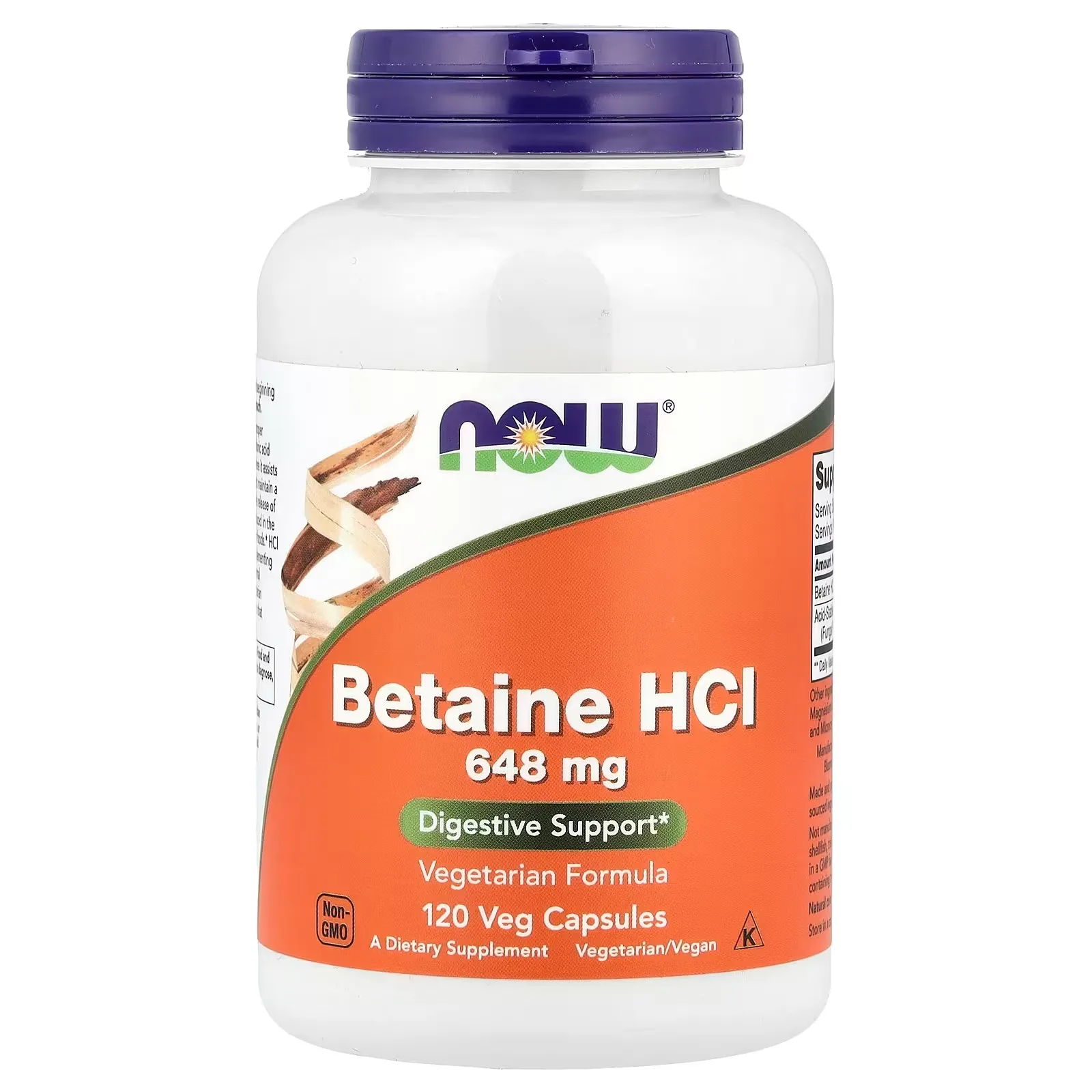 NOW Foods Chlorhydrate de bétaïne, 120 capsules végétales - MagniMarket