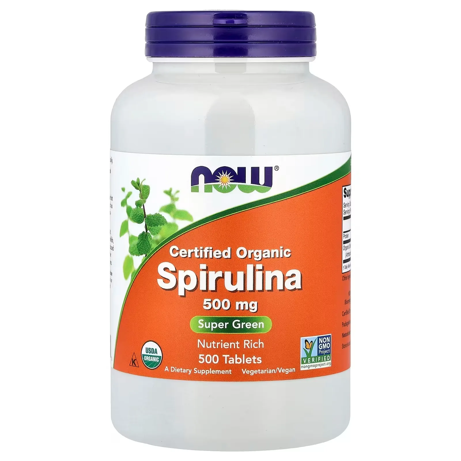 NOW Foods Spiruline certifiée biologique, 500 comprimés (500 mg pièce) - MagniMarket