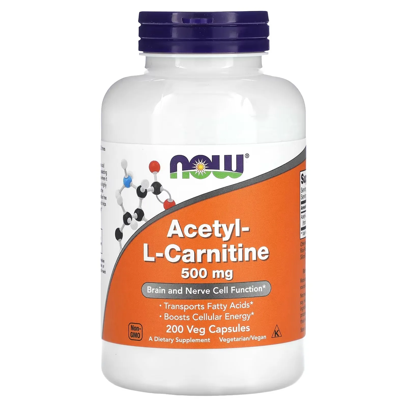 NOW Foods, Acétyl-L-carnitine, 500 mg, 200 capsules végétales - MagniMarket