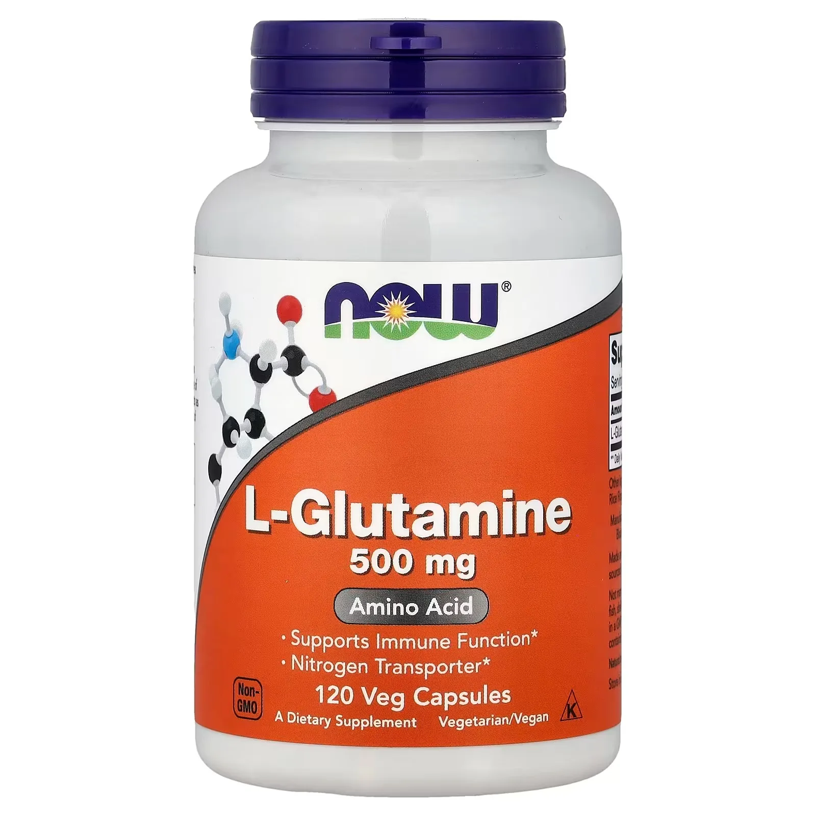 NOW Foods, L-glutamine, 500 mg, 120 capsules végétales - MagniMarket