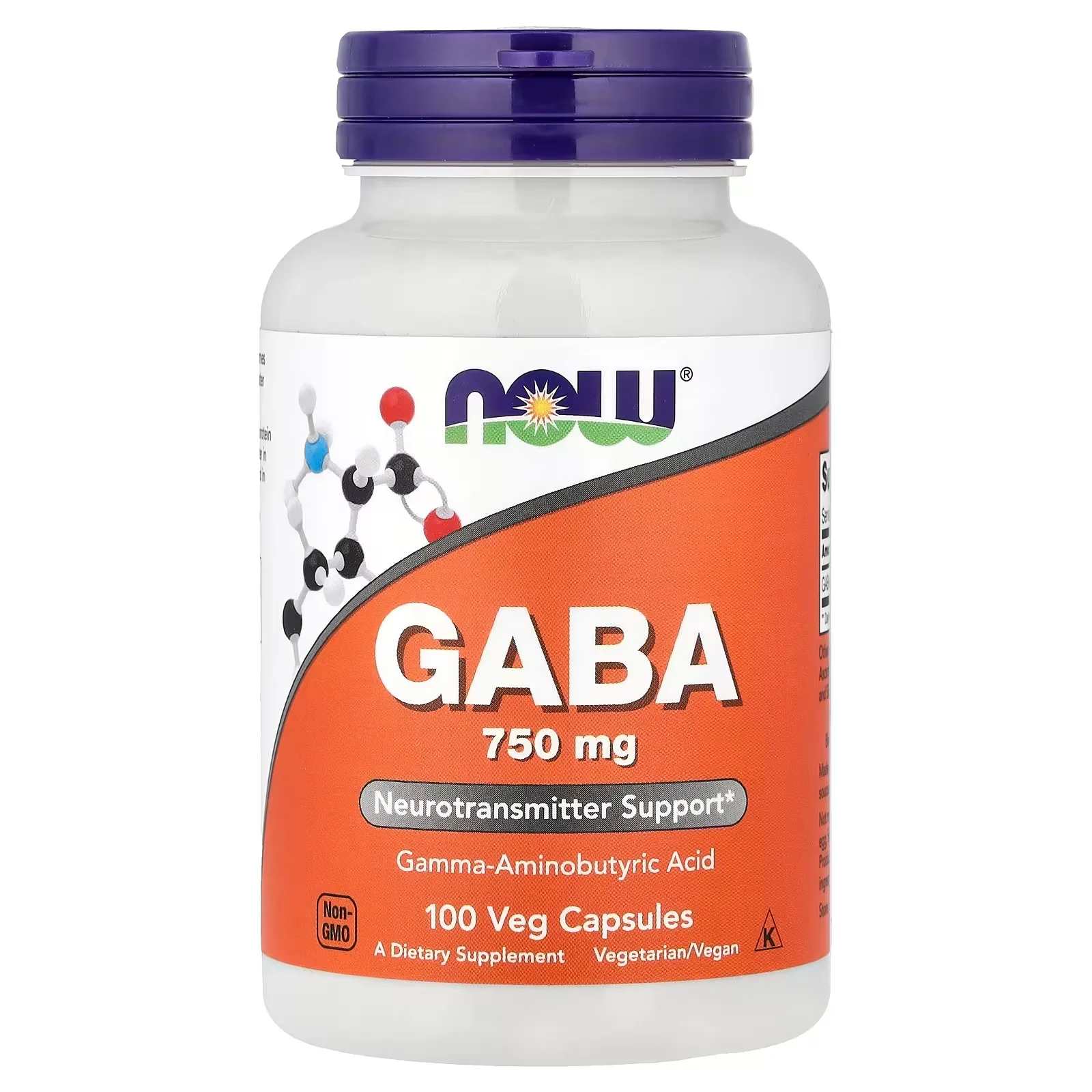 NOW Foods, GABA, 750 mg, 100 capsules végétariennes - MagniMarket
