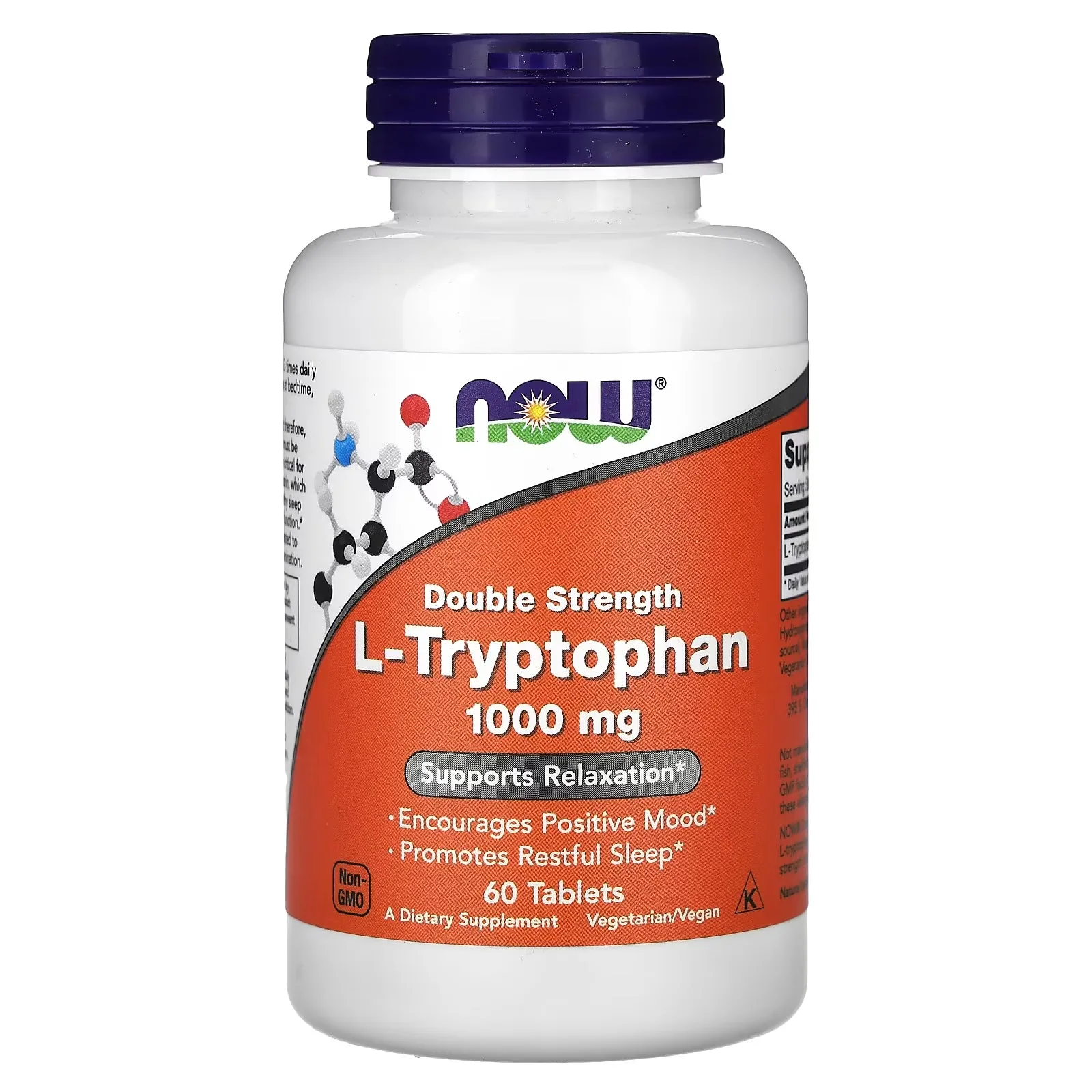 NOW Foods, L-tryptophane, 1000 mg, 60 comprimés - MagniMarket