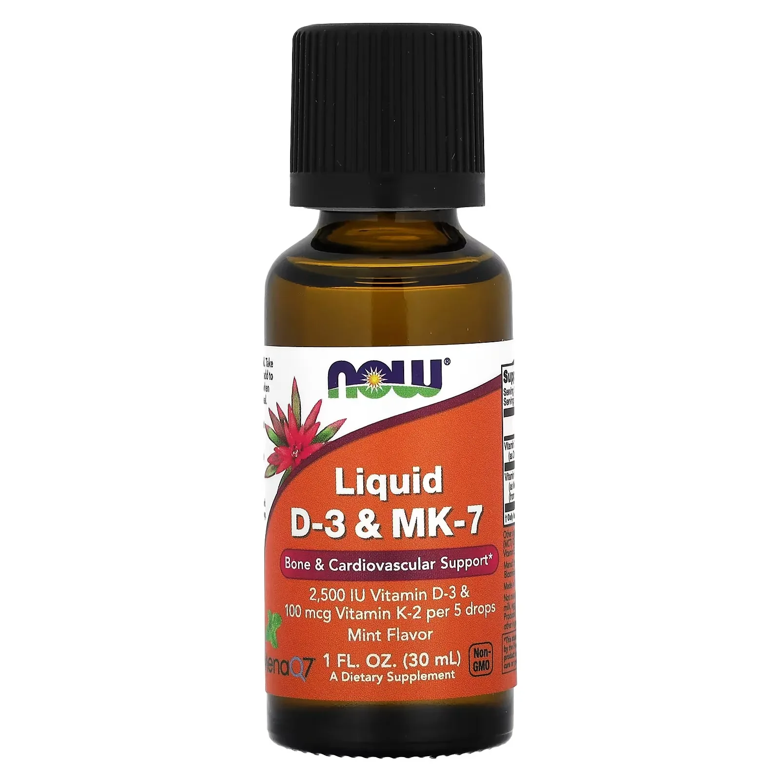 NOW Foods, Vitamines D3 et MK-7 liquides, Menthe, 30 ml - MagniMarket