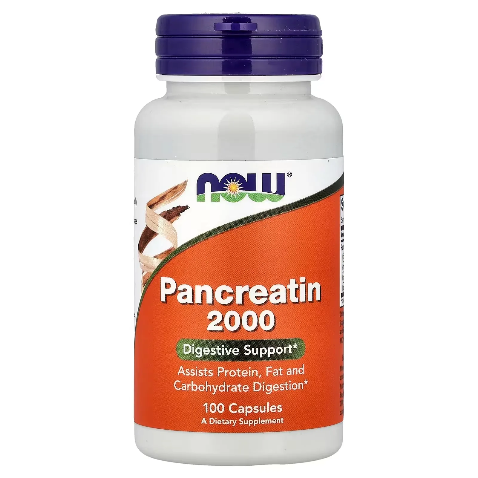 NOW Foods, Pancréatine 2000, 100 capsules (200 mg pièce) - MagniMarket
