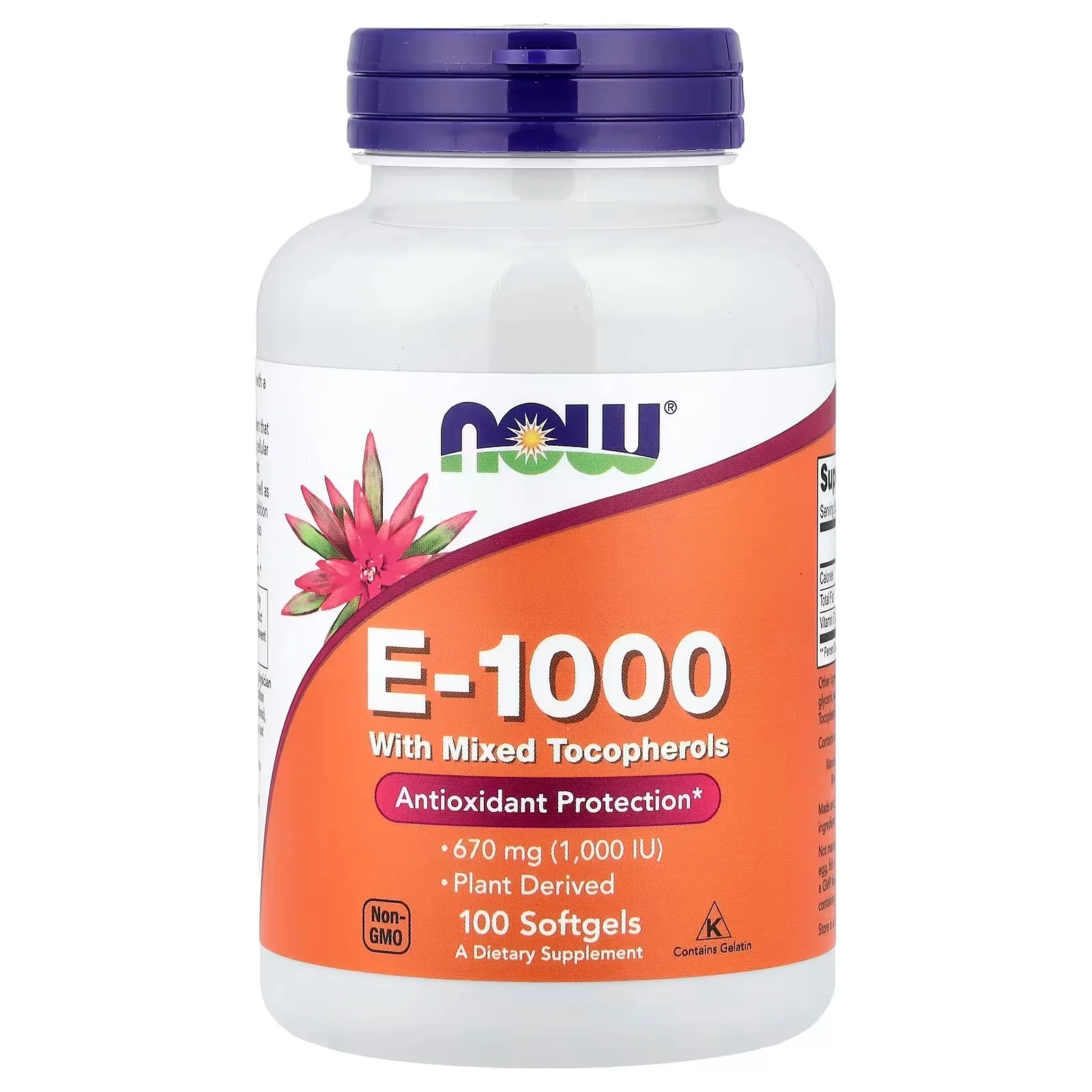 NOW Foods, E-1000 avec tocophérols mixtes, 670 mg (1000 UI), 100 capsules à enveloppe molle - MagniMarket