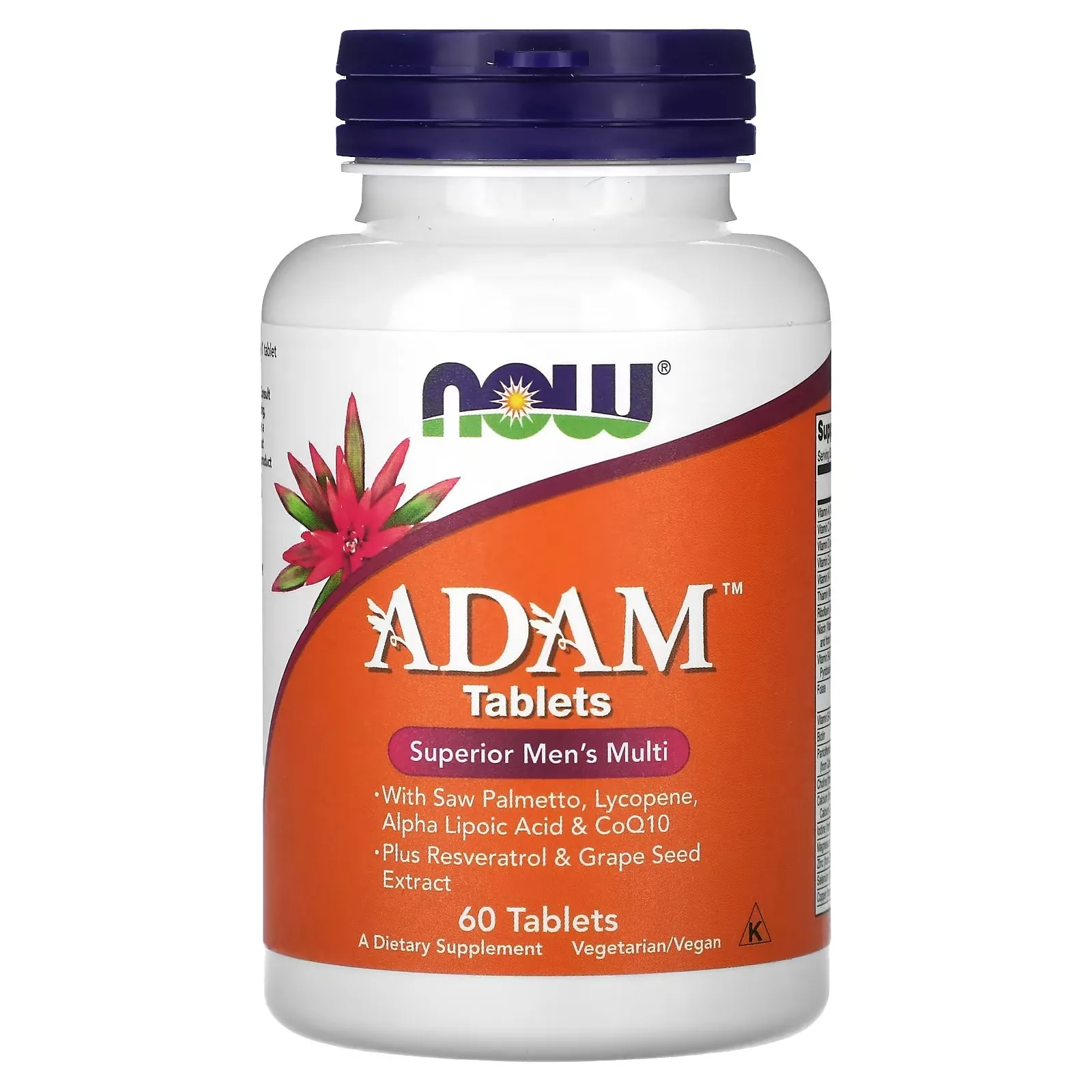 NOW Foods, ADAM, Multivitamines supérieures pour hommes, 60 comprimés - MagniMarket