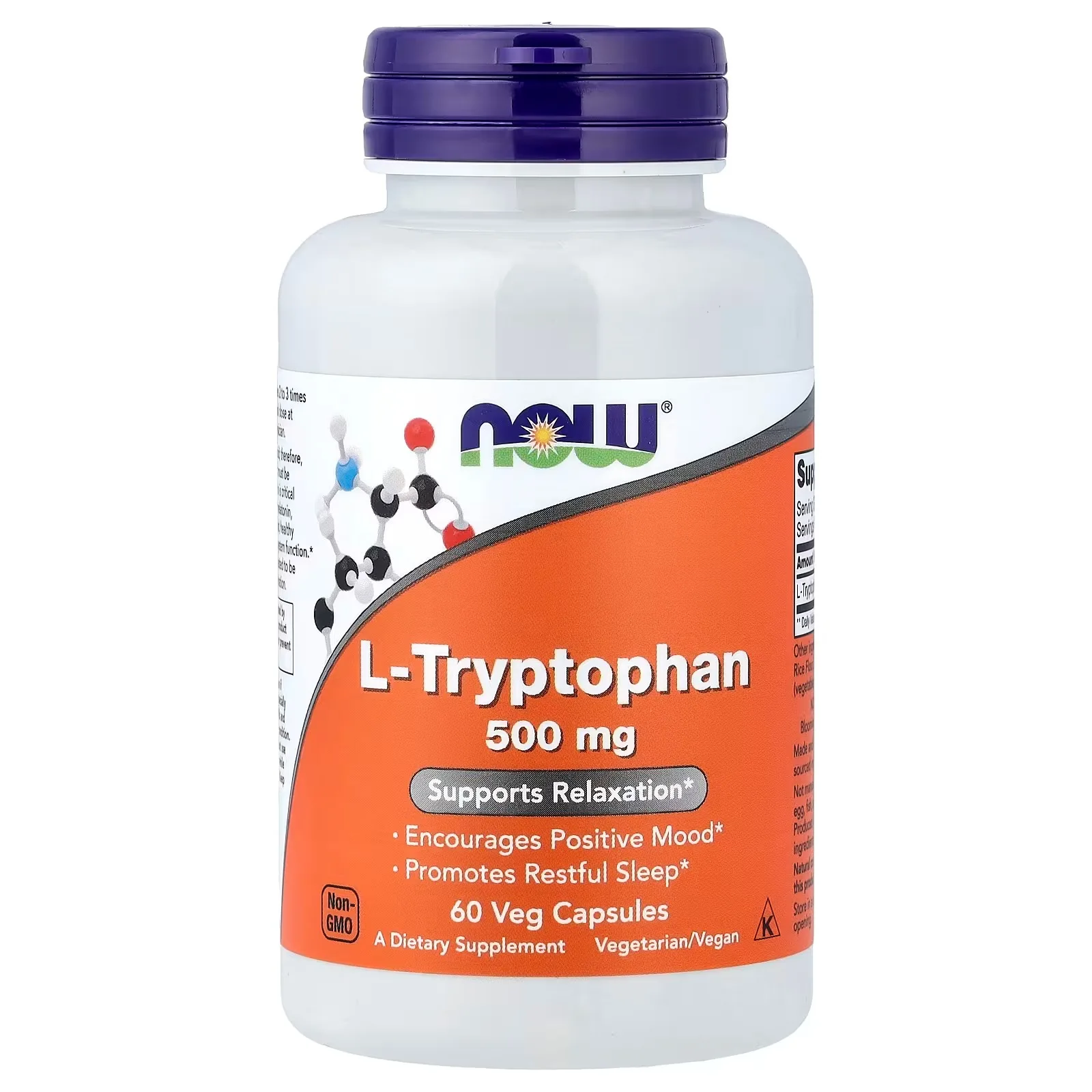 NOW Foods, L-tryptophane, 500 mg, 60 capsules végétariennes - MagniMarket