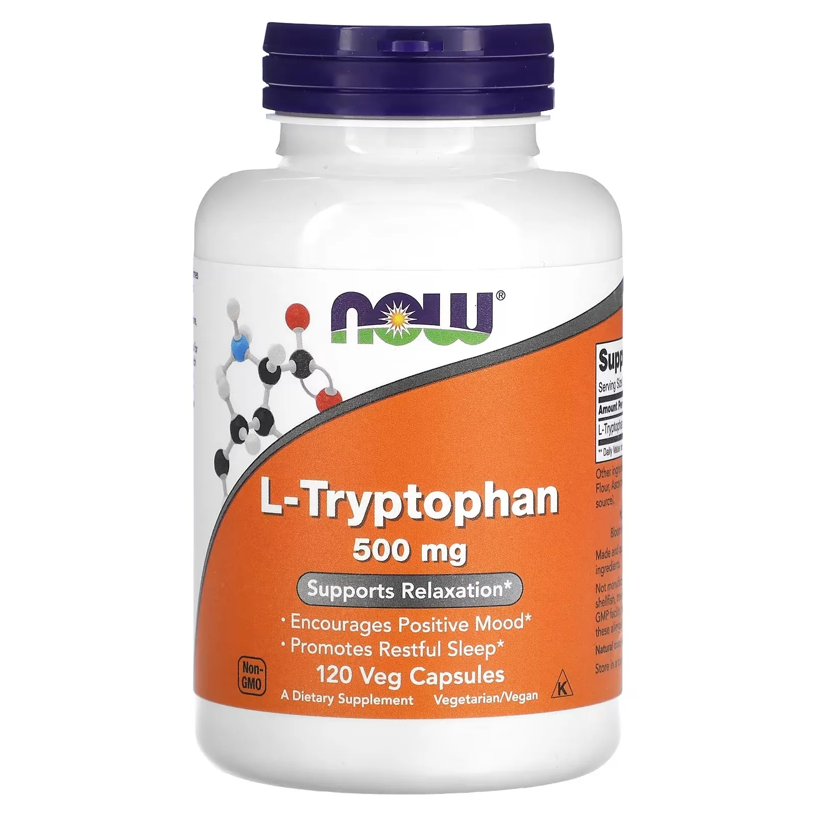 NOW Foods, L-tryptophane, 500 mg, 120 capsules végétales - MagniMarket