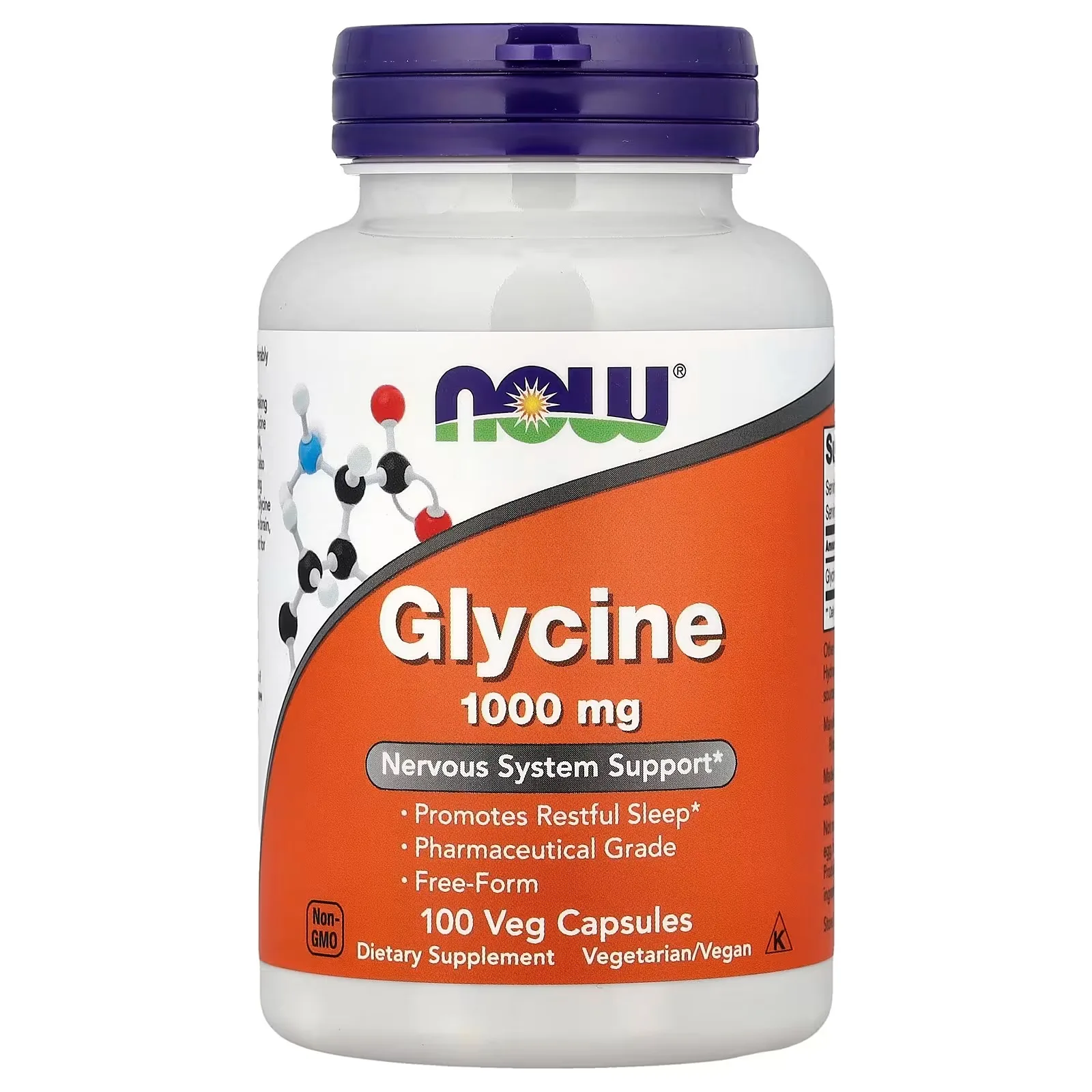 Now Foods, Glycine, 100 capsules végétales (1000 mg pièce) - MagniMarket
