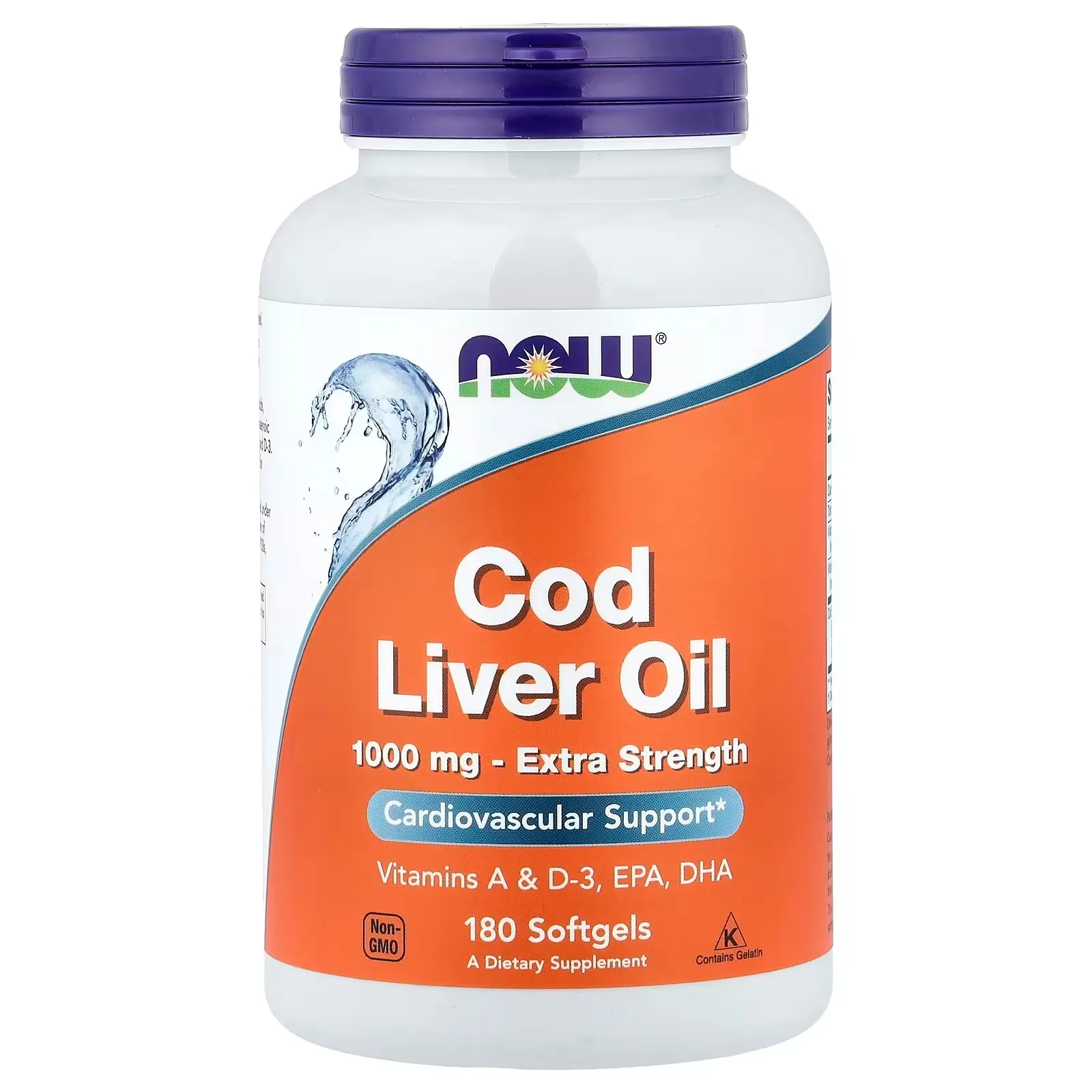 Now Foods, Huile de foie de morue, 1000 mg, 180 capsules à enveloppe molle - MagniMarket
