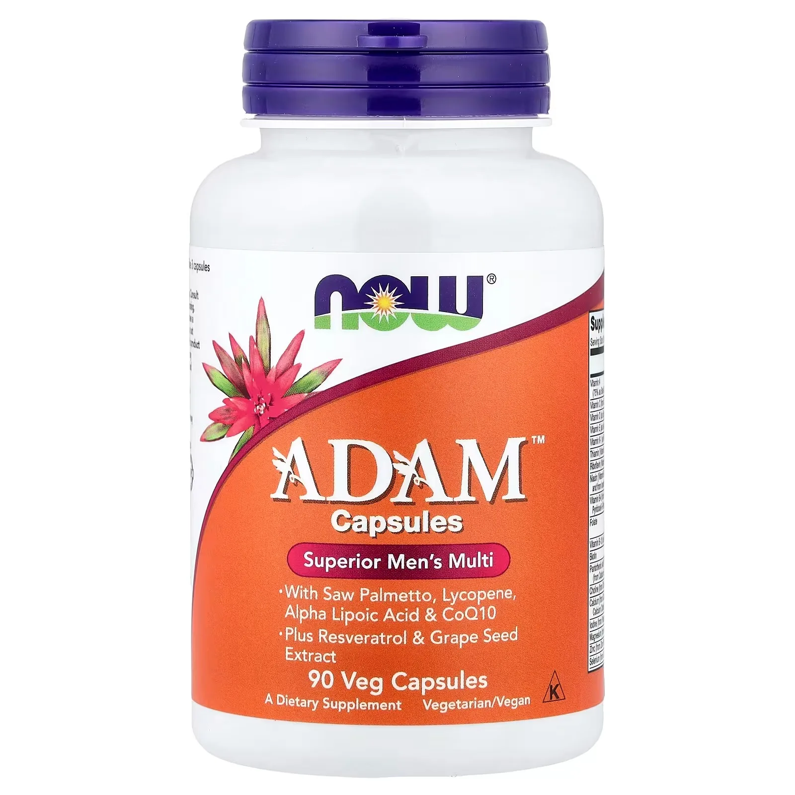 Now Foods, ADAM, Complément multivitaminé supérieur pour hommes, 90 capsules végétariennes - MagniMarket