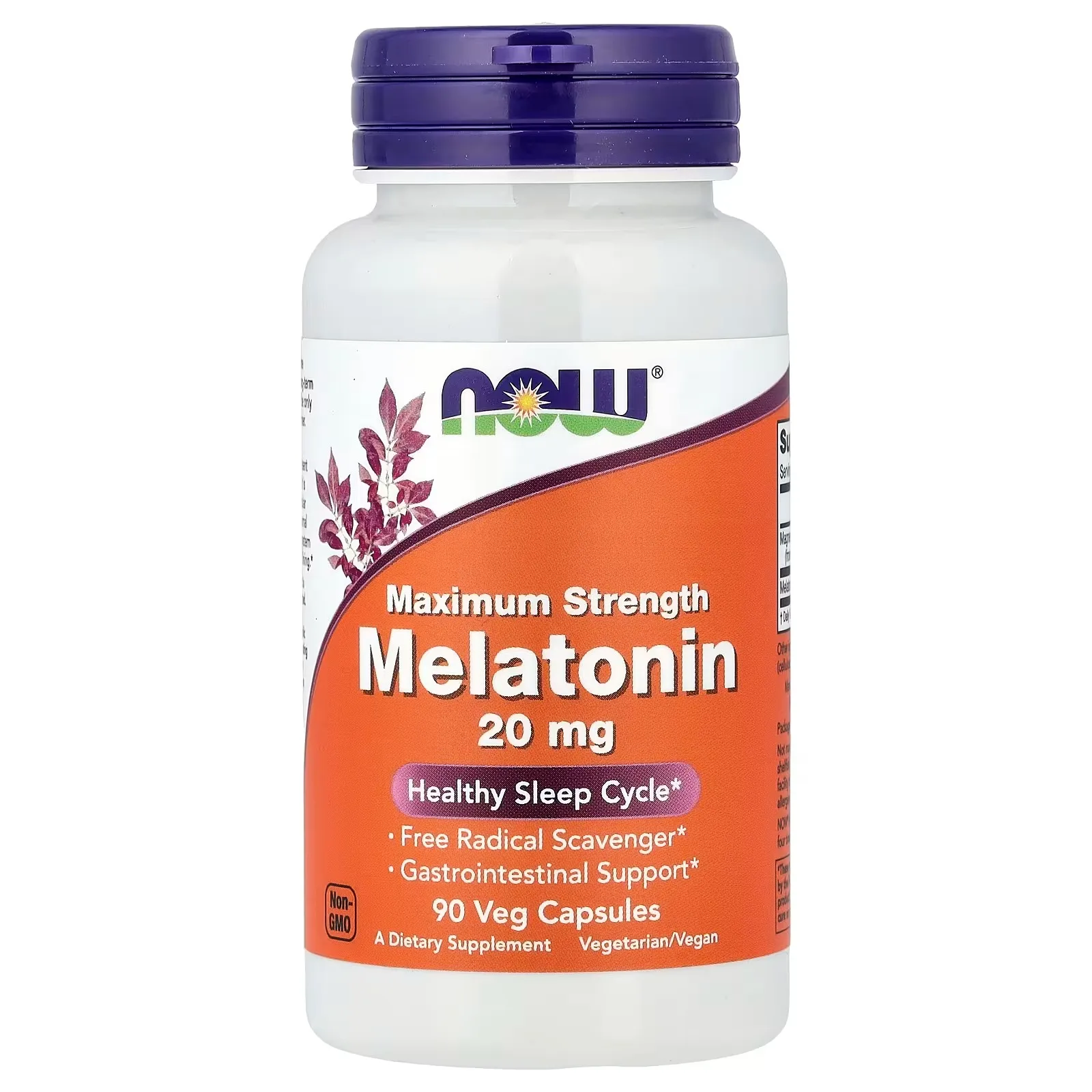 Now Foods, Mélatonine à puissance maximale, 20 mg, 90 capsules végétariennes - MagniMarket