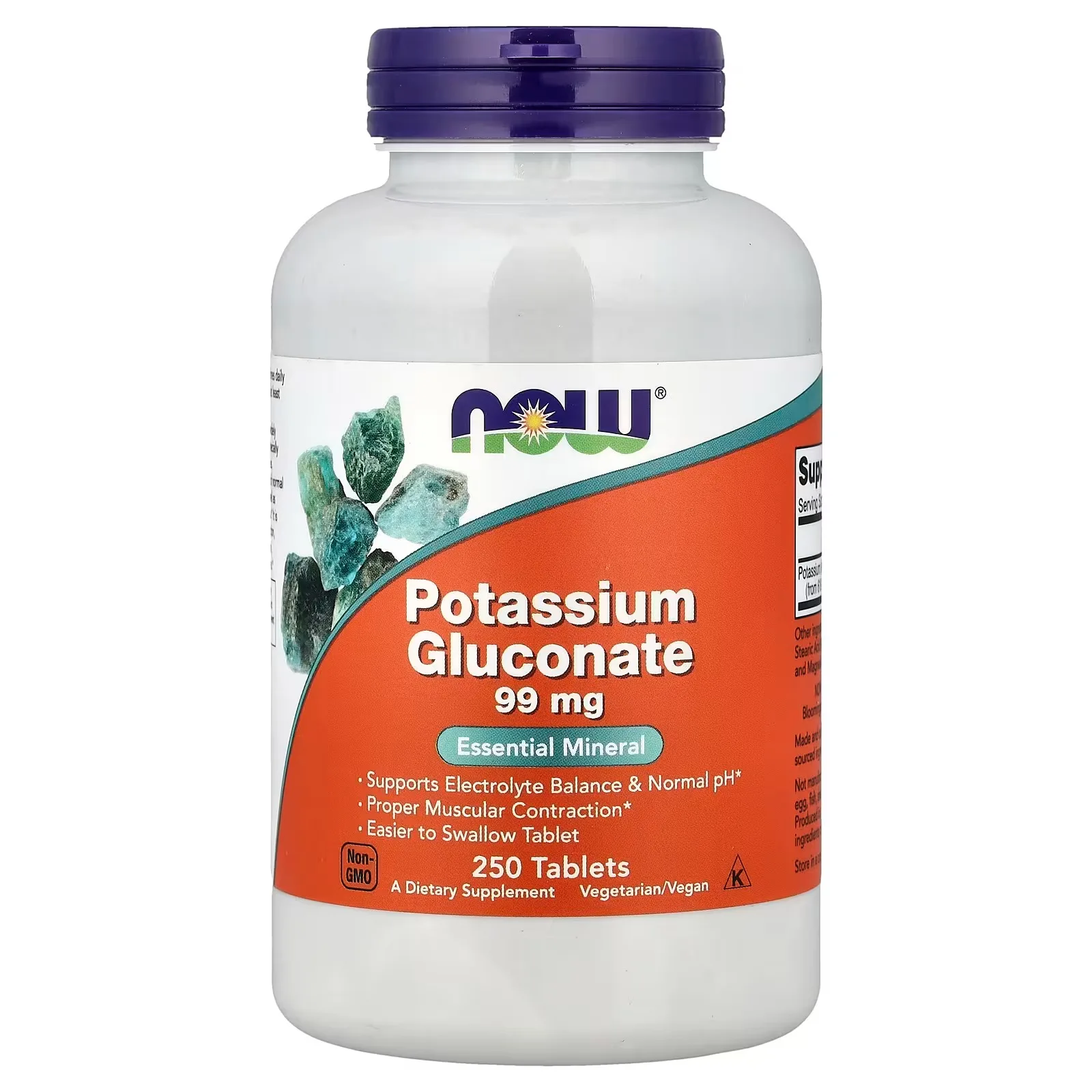 Now Foods, Gluconate de potassium, 99 mg, 250 comprimés - MagniMarket
