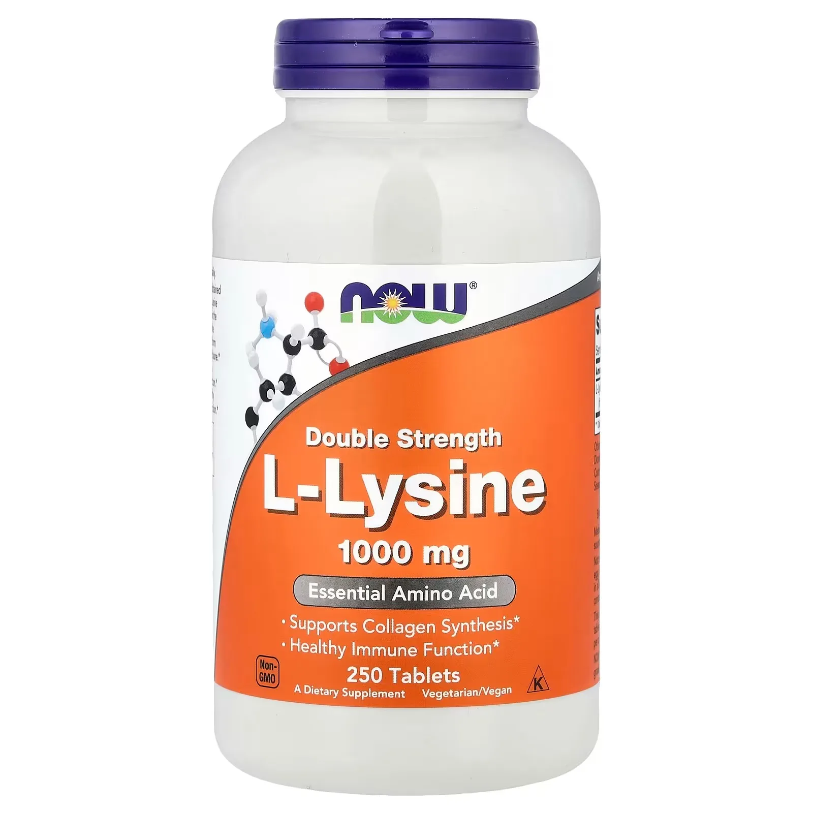 Now Foods, L-lysine, 1000 mg, 250 comprimés - MagniMarket
