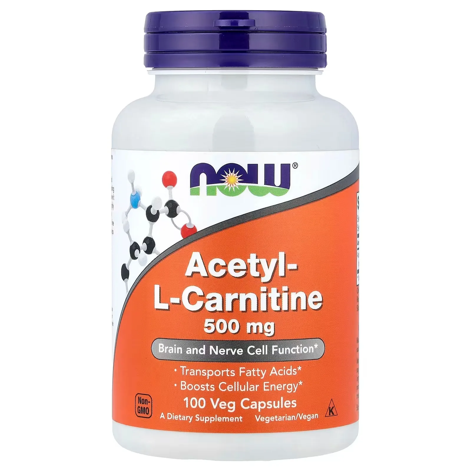Now Foods, Acétyl-L-carnitine, 500 mg, 100 capsules végétariennes - MagniMarket