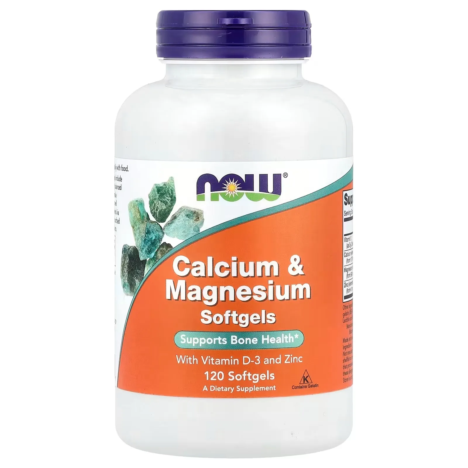 Now Foods, Calcium et magnésium avec vitamine D3 et zinc, 120 capsules à enveloppe molle - MagniMarket