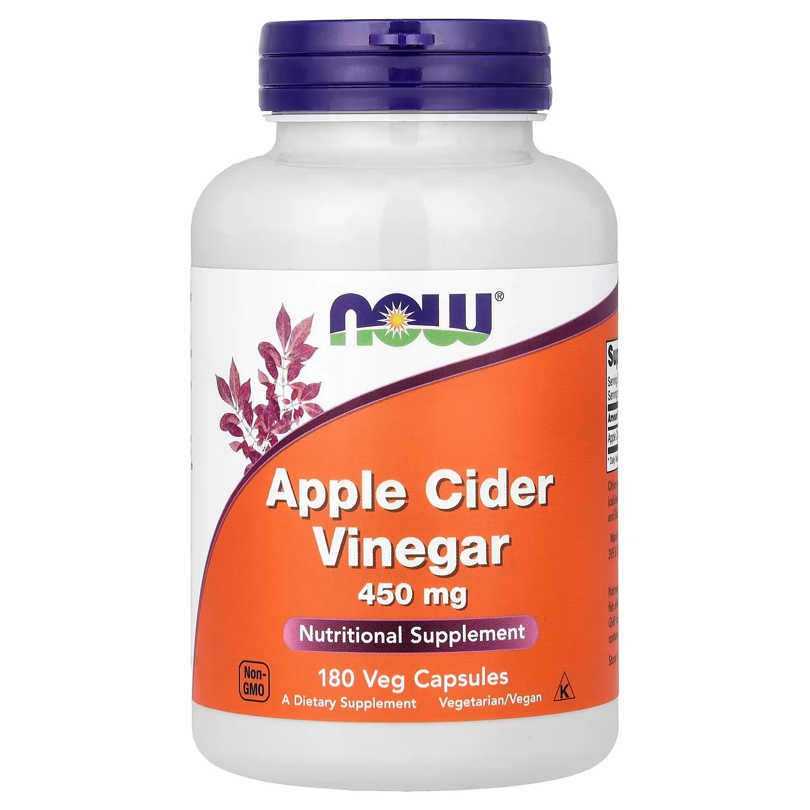 Now Foods, Vinaigre de Cidre de Pommes, 450 mg, 180 Capsules - MagniMarket