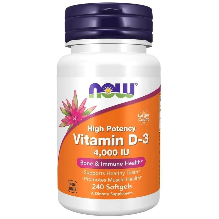 NOW Foods Vitamin D-3 4000 IU, 240 capsules - MagniMarket