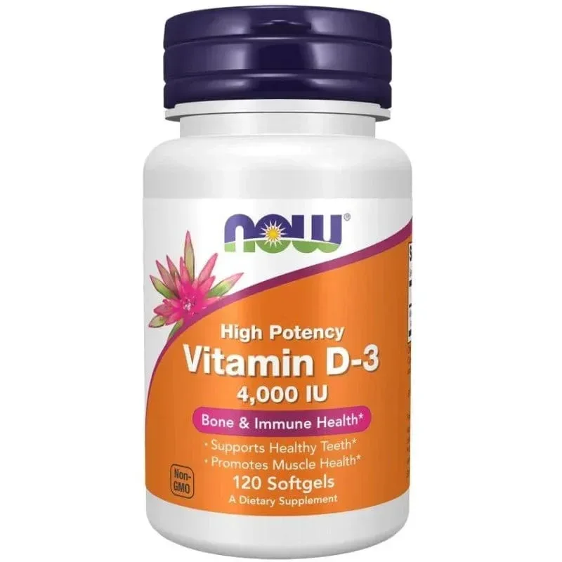 Now Foods Vitamine D3 4000 IU, 120 Capsules - MagniMarket