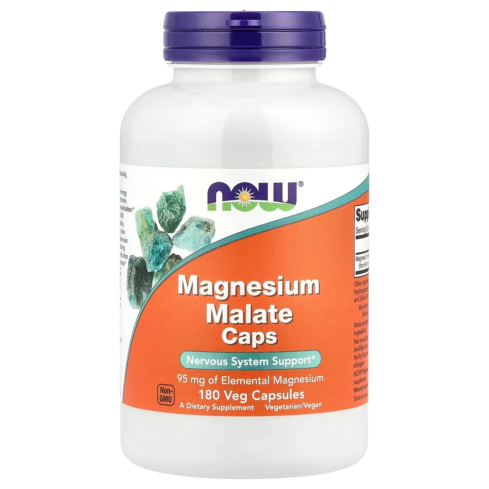 Now Foods, Capsules de malate de magnésium, 95 mg, 180 capsules végétales - MagniMarket