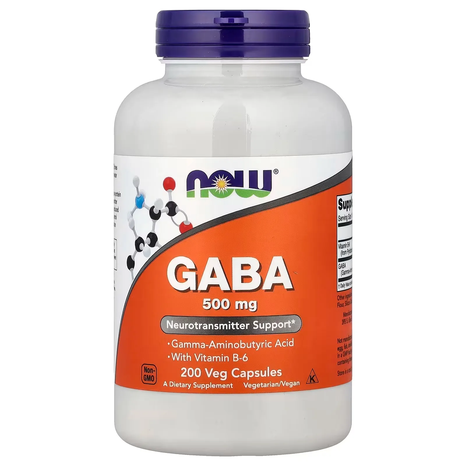 Now Foods, GABA et vitamine B6, 200 capsules végétales - MagniMarket