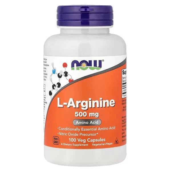 Now Foods, L-arginine, 500 mg, 100 capsules végétariennes - MagniMarket