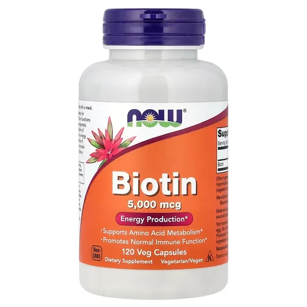 Now Foods, Biotine, 5000 µg, 120 capsules végétariennes - MagniMarket