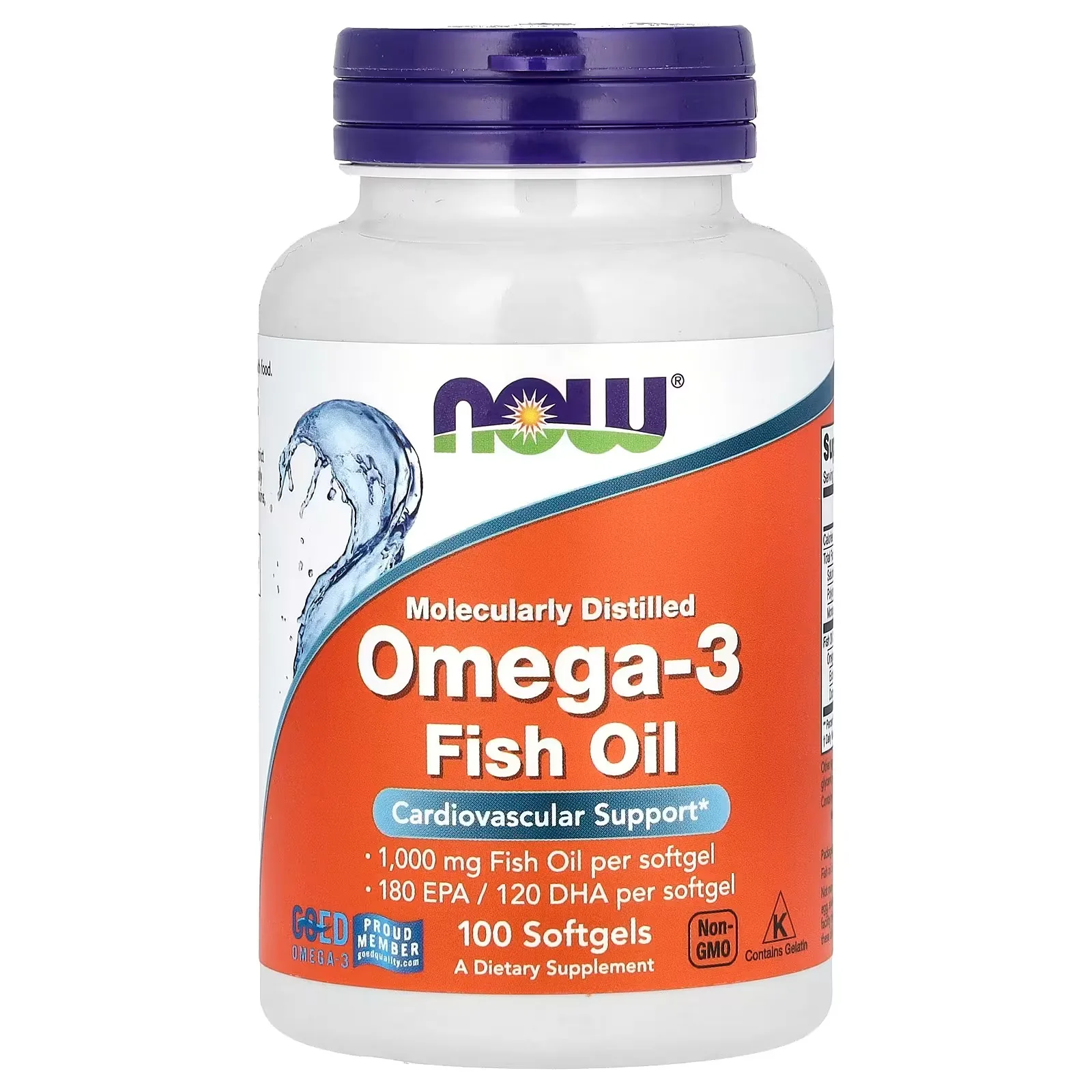 Now Foods, Huile de poisson riche en oméga-3, 1000 mg, 180 EPA - 120 DHA, 100 capsules à enveloppe molle - MagniMarket