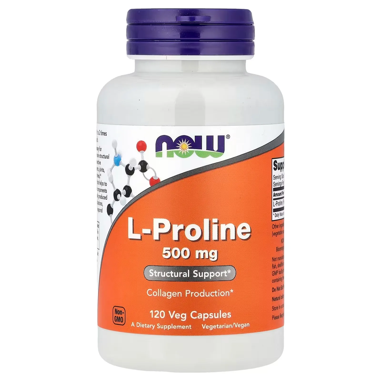 Now Foods, L-proline, 120 capsules végétales (0,5 g pièce) - MagniMarket