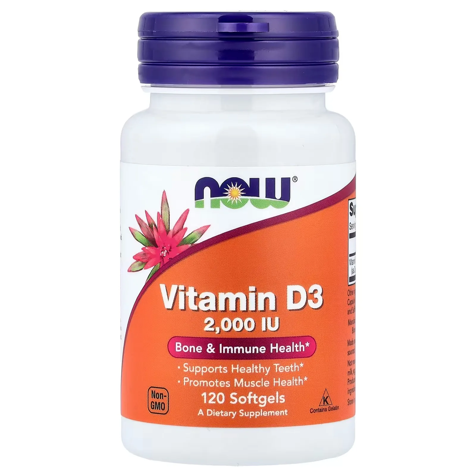 Now Foods, Vitamine D3, 2000 UI, 120 capsules à enveloppe molle - MagniMarket
