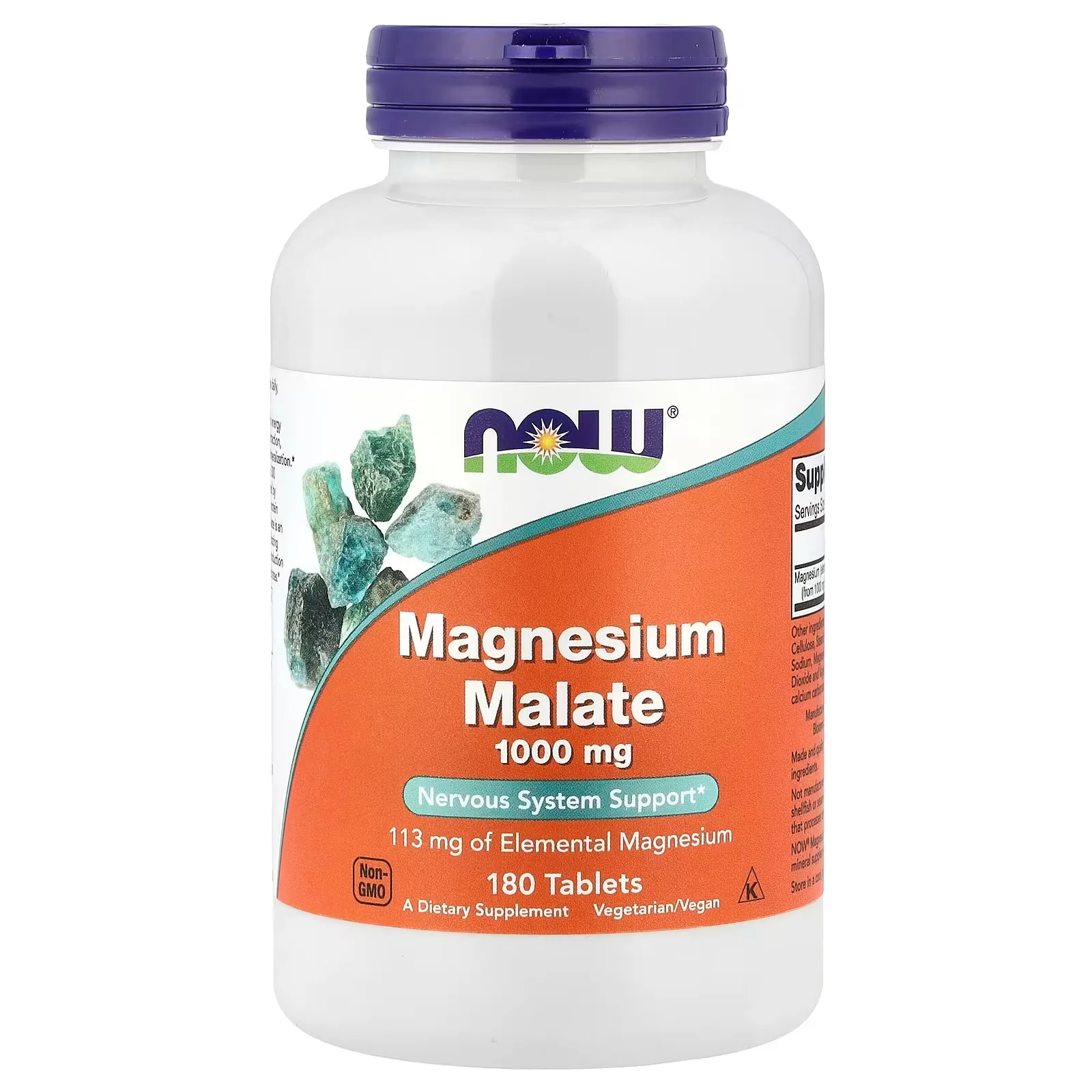 Now Foods, Malate de magnésium, 1000 mg, 180 comprimés - MagniMarket