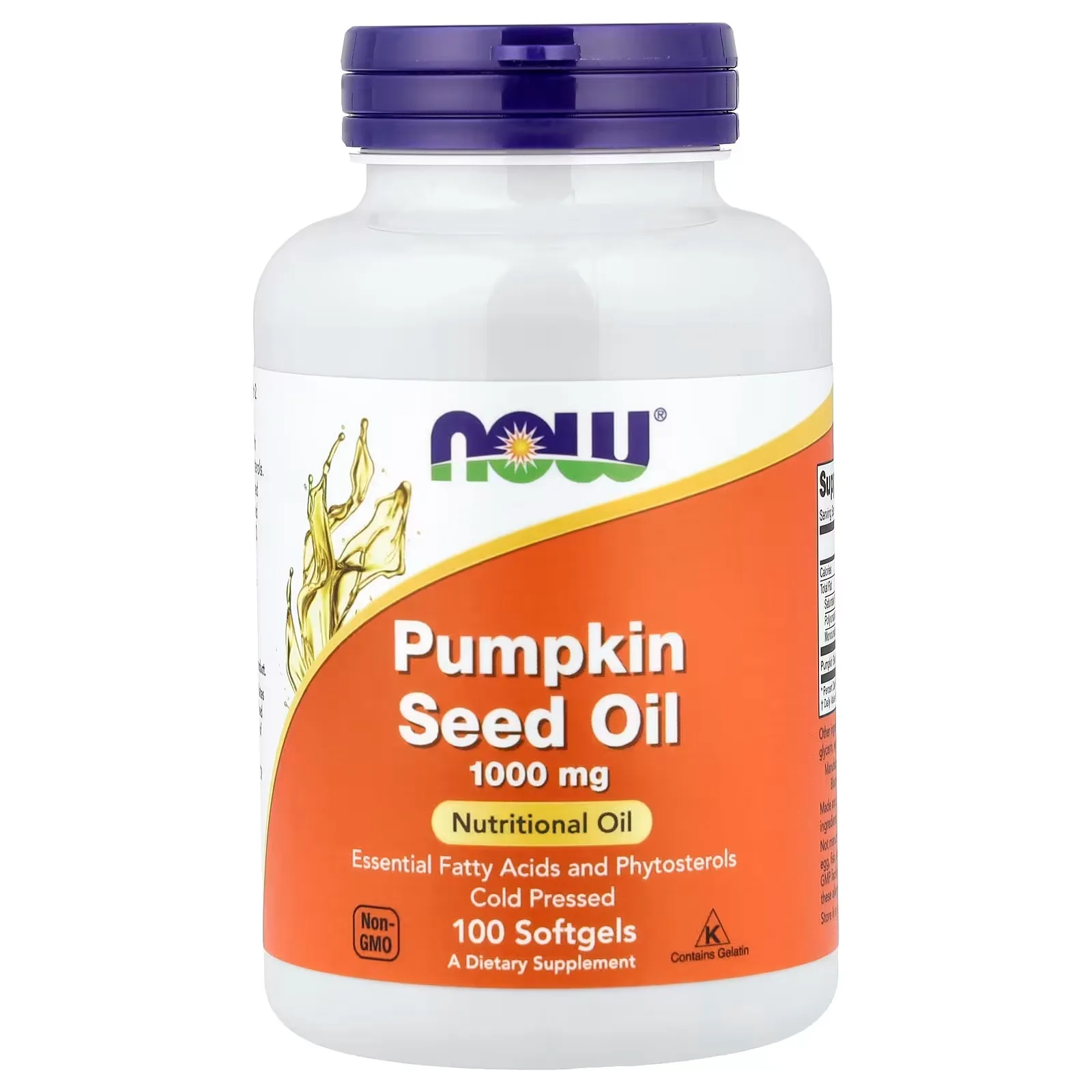Now Foods, Pumpkin Seed Oil, Huile de graine de courge, 100 capsules à enveloppe molle (1000 mg pièce) - MagniMarket