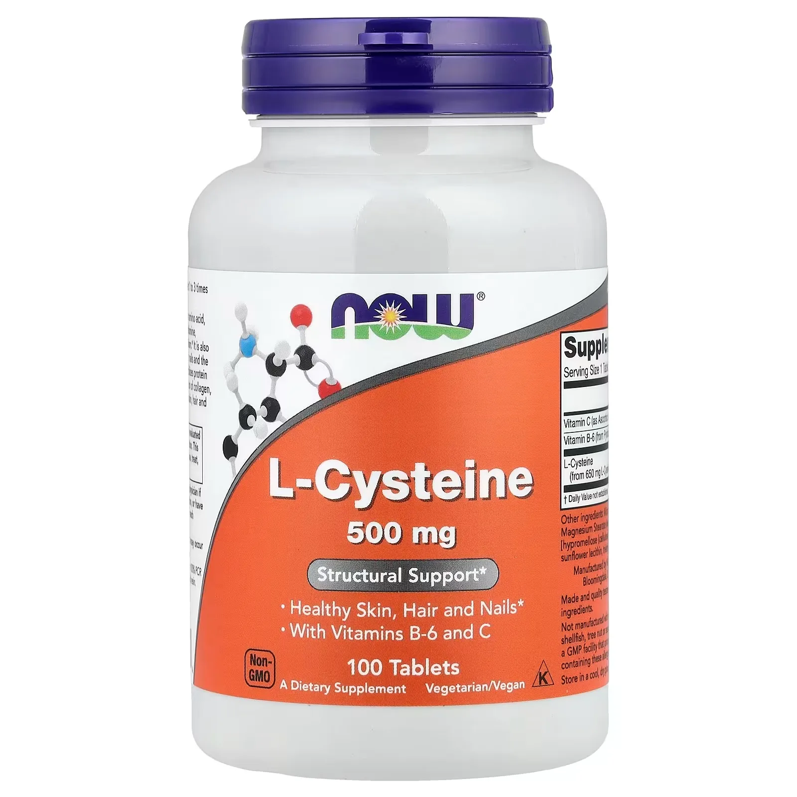 Now Foods, L-cystéine, 500 mg, 100 comprimés - MagniMarket