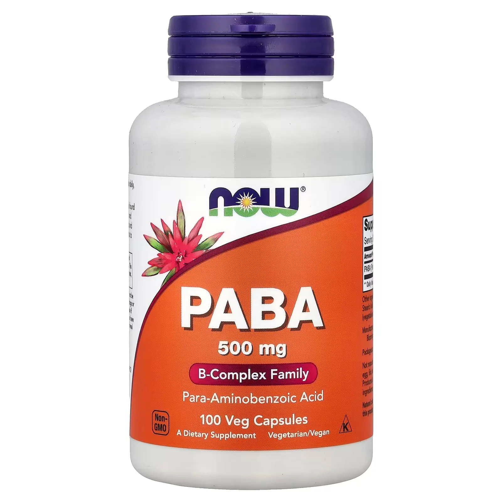 Now Foods, PABA, 500 mg, 100 capsules végétales - MagniMarket