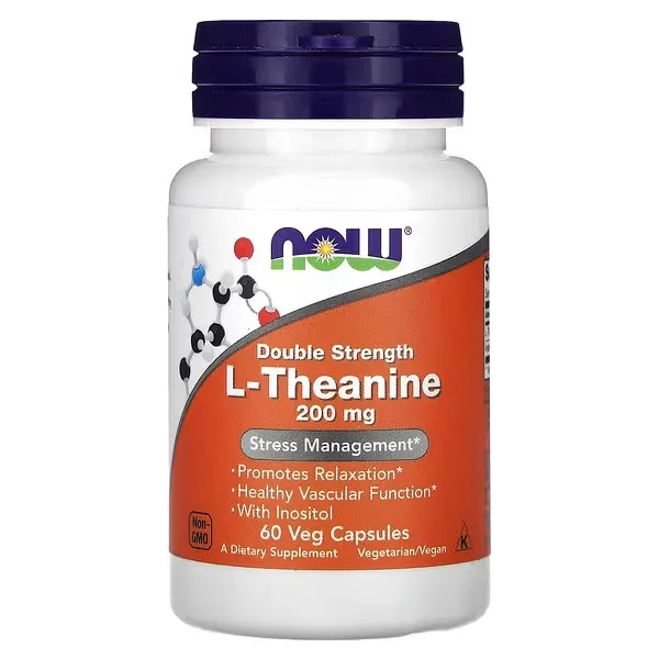 Now Foods, L-théanine 200 mg, 60 capsules végétariennes - MagniMarket