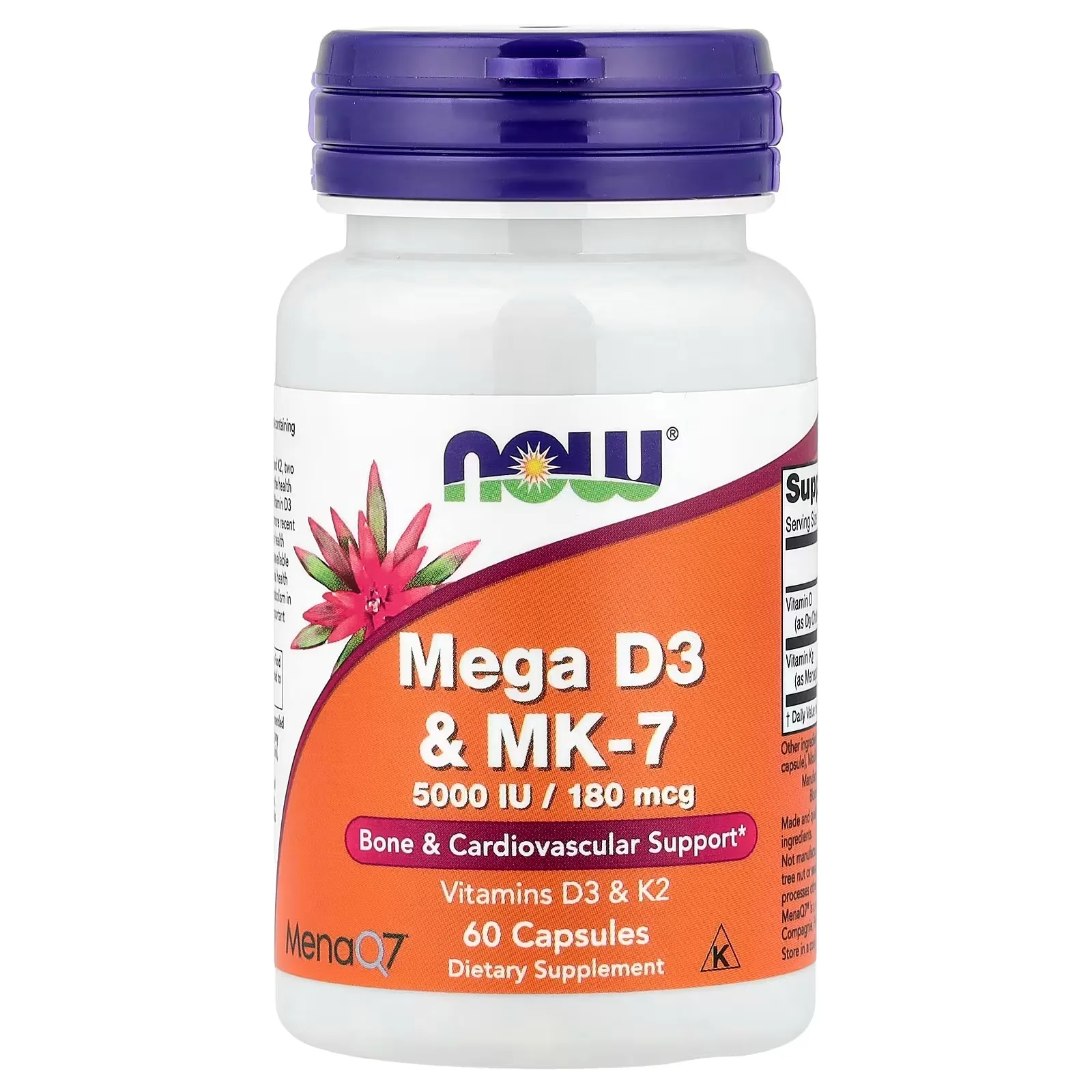 Now Foods, Mega D-3 et MK-7, 60 capsules - MagniMarket