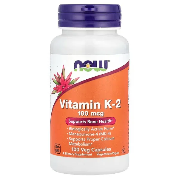Now Foods, Vitamine K-2, 100 mcg, 100 gélules végétales - MagniMarket
