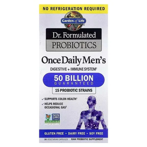 Doctor's Best Garden of Life, Dr. Formulated, Probiotiques, Formule pour hommes à prendre une fois par jour, 50 milliards, 30 capsules végétariennes - MagniMarket