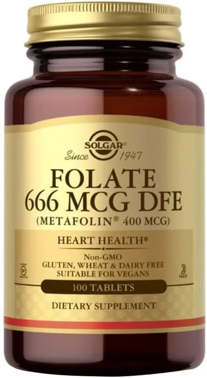 Solgar Folate 666 MCG DFE (Metafolin® 400 MCG)  100 Tablets - MagniMarket