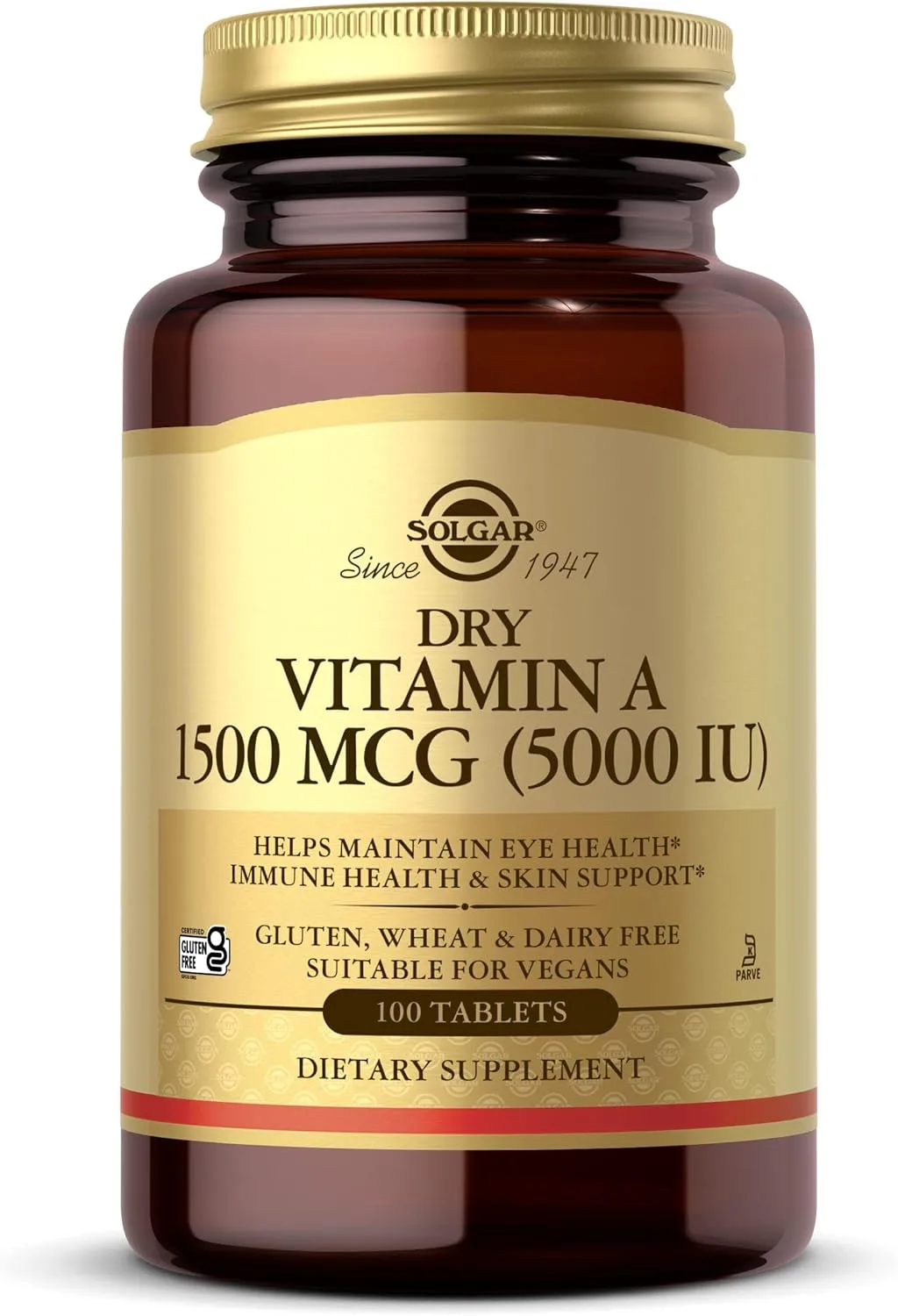 Solgar, Vitamin A Dry 5,000 IU, 100 Tablets - MagniMarket