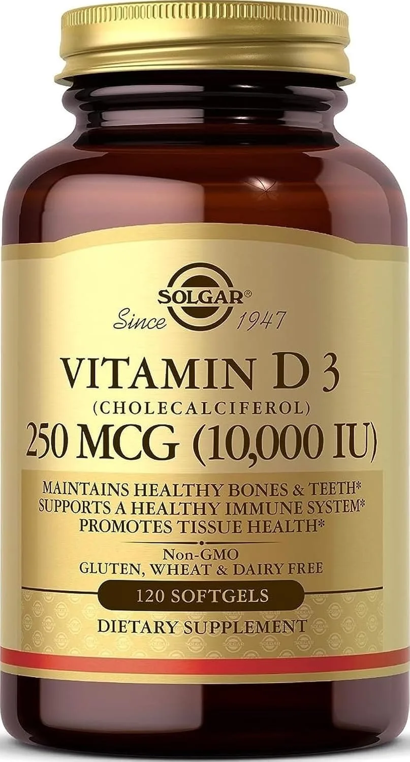 Solgar Vitamin D3 (Cholecalciferol) 250 MCG (10,000 IU) 120 Softgels - MagniMarket