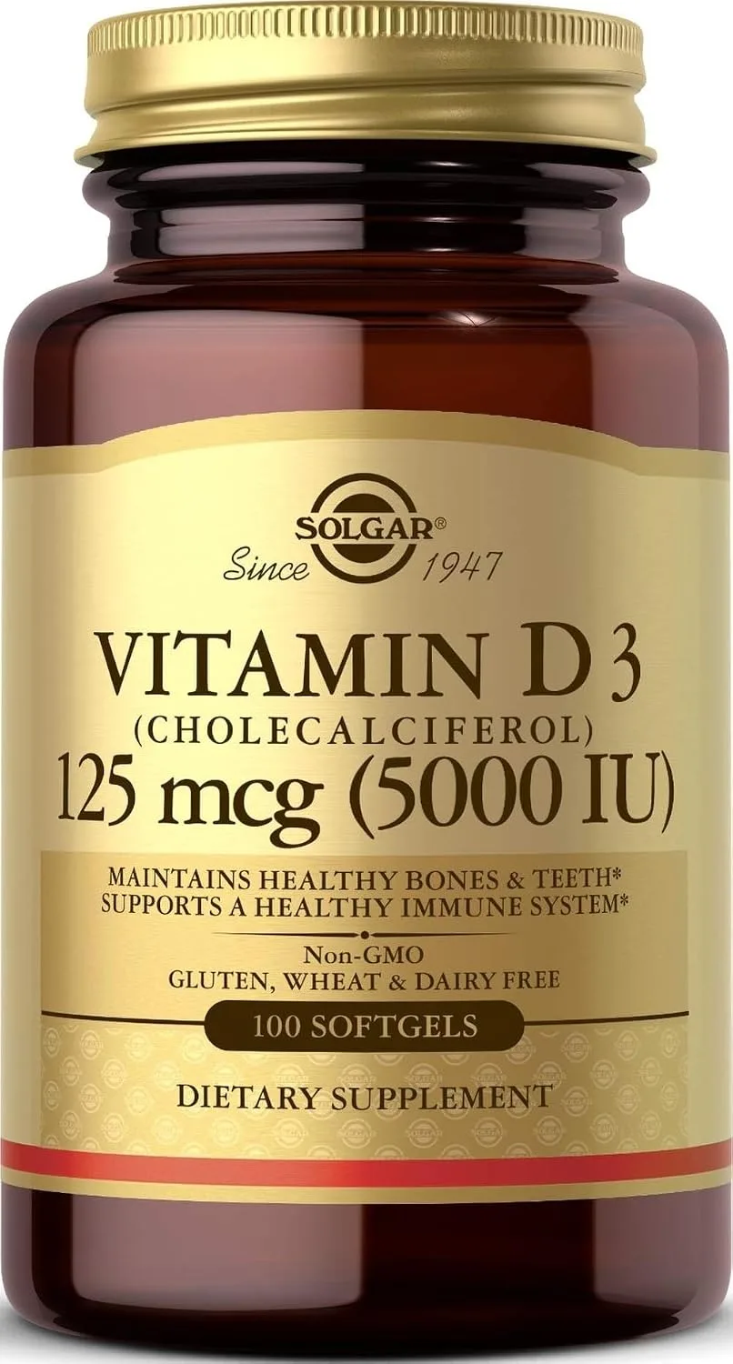 Solgar, Vitamin D3 (Cholecalciferol), 125 mcg (5,000 IU), 100 Softgels - MagniMarket