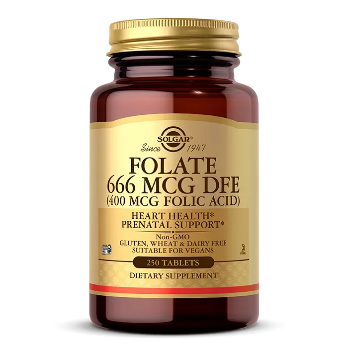 Solgar Folate 666 MCG DFE (FOLIC ACID 400 MCG) 250 Tablets - MagniMarket