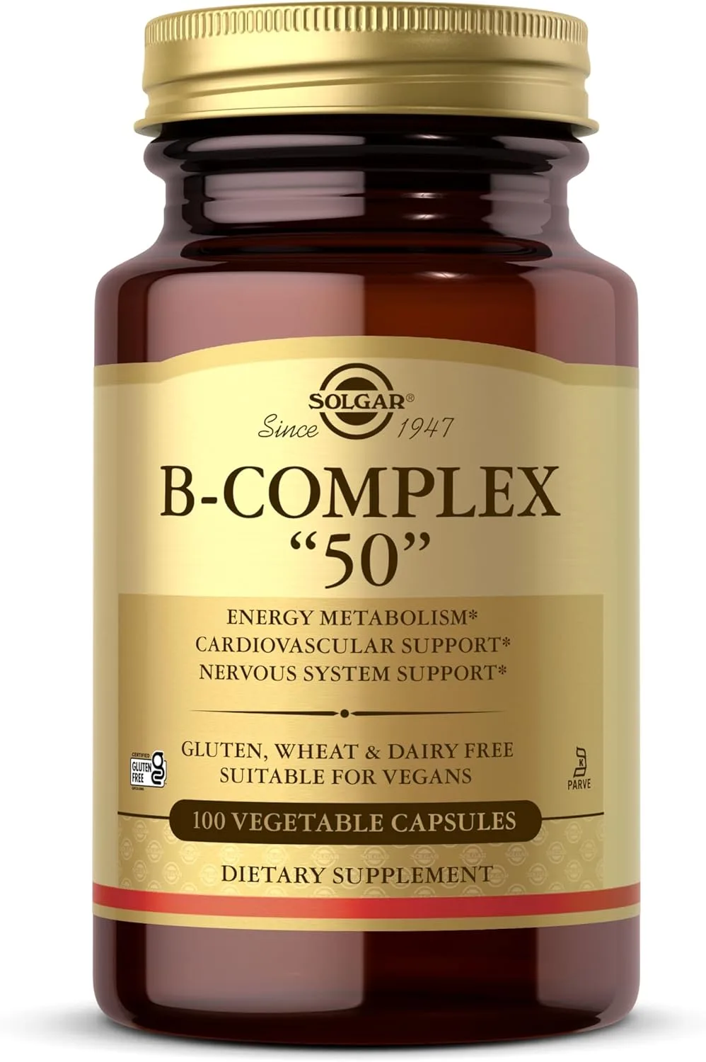 Solgar B-Complex 50", 100 Vegetable Capsules - Energy Metabolism - MagniMarket