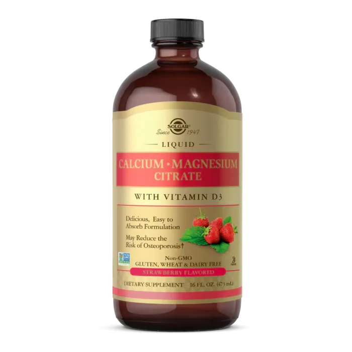 Solgar Liquid Calcium Magnesium Citrate with Vitamin D3 – STRAWBERRY FLAVORED - MagniMarket