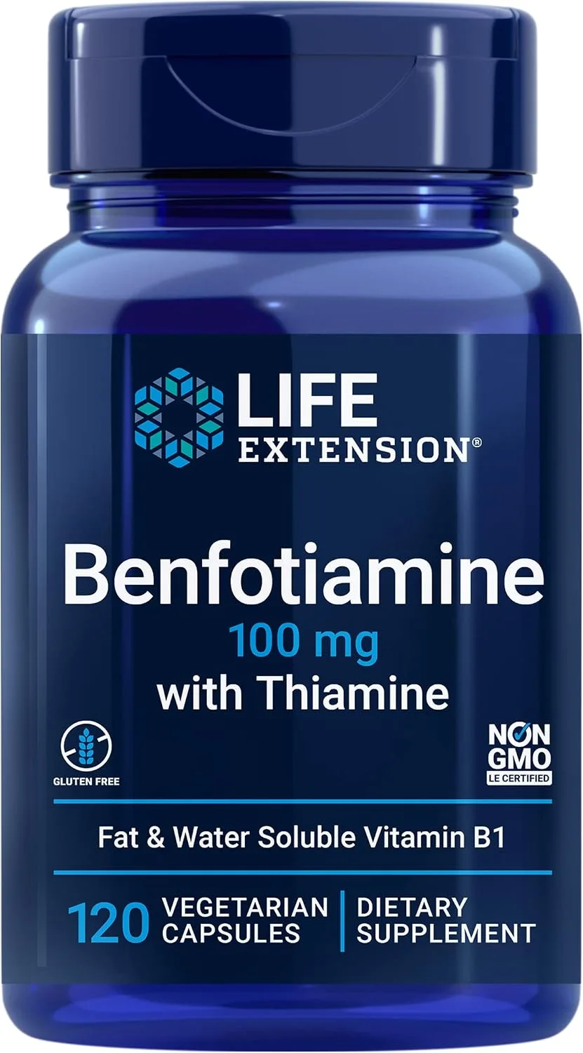 Life Extension, Benfotiamine with Thiamine, 100 mg, 120 Vegetarian Capsules - MagniMarket