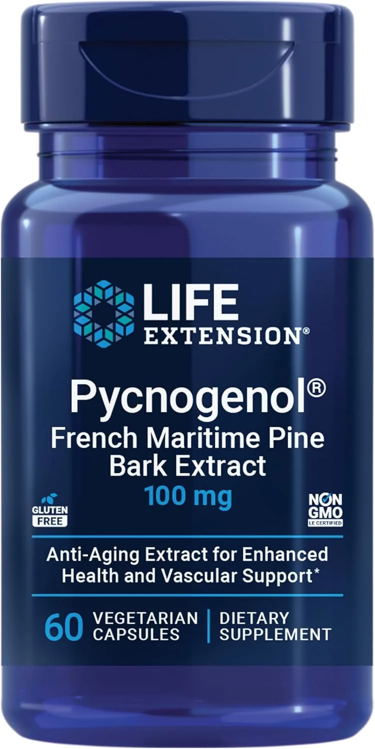 Life Extension, Pycnogenol®, French Maritime Pine Bark Extract, 100 mg, 60 Vegetarian Capsules - MagniMarket