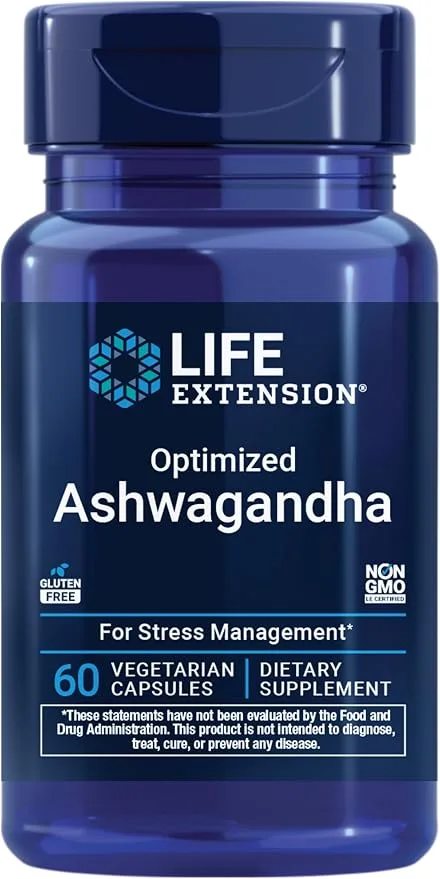 Life Extension, Optimized Ashwagandha, 60 Vegetarian Capsules (125 mg per Capsule) - MagniMarket